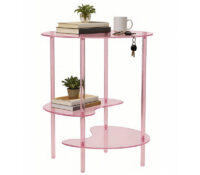 Custom acrylic bedside C-table with storage shelf AT-1276 Custom acrylic bedside C-table with storage shelf