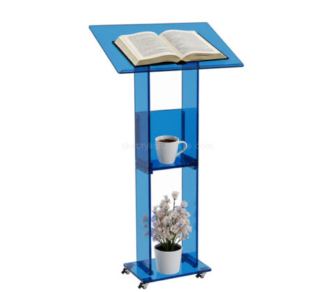 Custom acrylic corporate events podium stand with storage