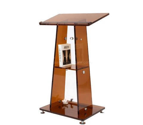 Custom acrylic pulpit podium with storage shelf