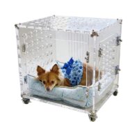 Custom acrylic end table dog crate with wheels AB-273 Custom acrylic end table dog crate with wheels