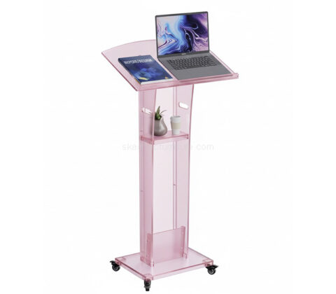 Custom acrylic conferences pulpit podium with wheels