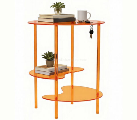 Custom round acrylic balcony drink table with storage