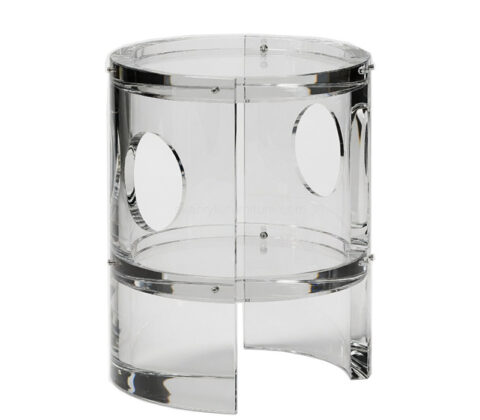 Custom round acrylic 2-tier tray nightstand