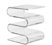 Custom acrylic end table with storage wavy shape AT-1302 Custom acrylic end table with storage wavy shape