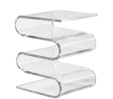 Custom acrylic end table with storage wavy shape