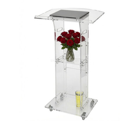Custom acrylic concert podium stand with wheels