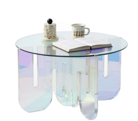 Custom luxury rainbow acrylic round coffee table