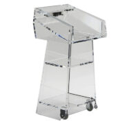 Custom acrylic lectern podium stand with wheels & storage AP-1391 Custom acrylic lectern podium stand with wheels & storage