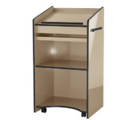 Custom acrylic lectern stand with wheels & storage AP-1393 Custom acrylic lectern stand with wheels & storage