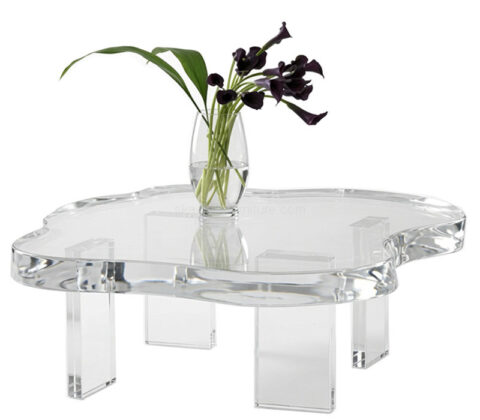Custom irregularly shaped acrylic accent table