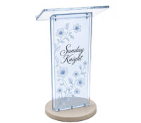 Custom acrylic podium lectern stand with round base AP-1399 Custom acrylic podium lectern stand with round base