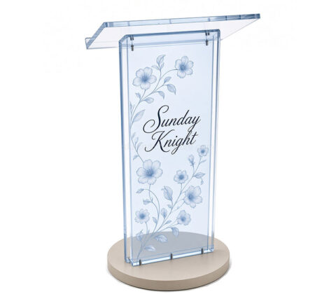 Custom acrylic podium lectern stand with round base