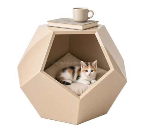 Custom acrylic acrylic geometric cat bed side table