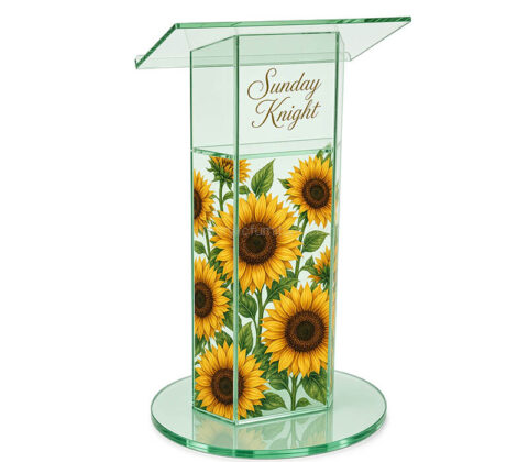 Custom acrylic pulpit podium stand with storage shelf