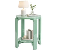 Custom round acrylic 2-tier end side table AT-1334 Custom round acrylic 2-tier end side table