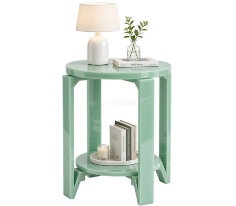 Custom round acrylic 2-tier end side table