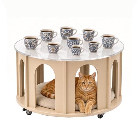 Custom cat co-living coffee table