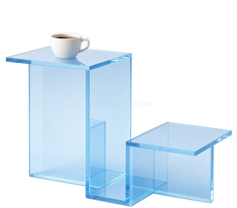 Custom acrylic 2 tiers sofa side coffee table